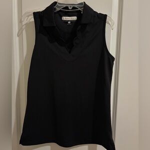 Pebble Beach Black Sleeveless Scalloped Blouse